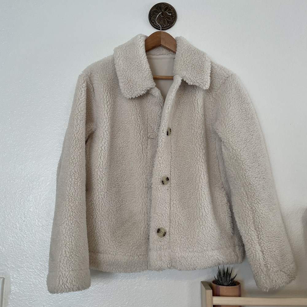 Uniqlo Jacket Small Womens Deep Pile Lined Fleece Button Teddy‎ Sherpa Coat